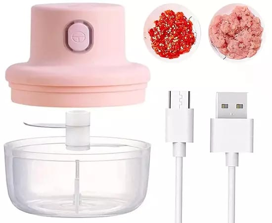 250ml Pink USB Wireless Electric Vegetable And Meat Grinder Food Chopper