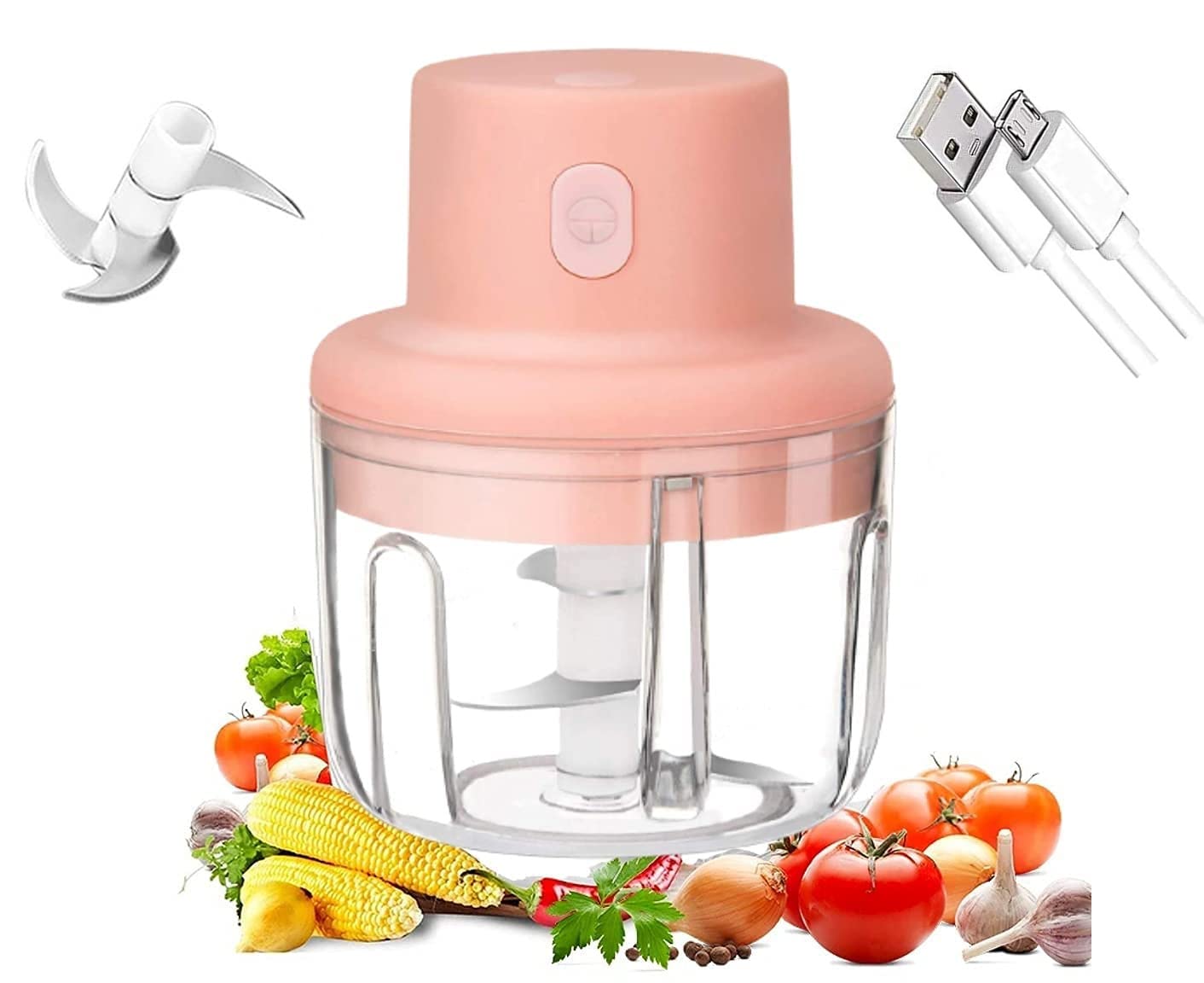 250ml Pink USB Wireless Electric Vegetable And Meat Grinder Food Chopper