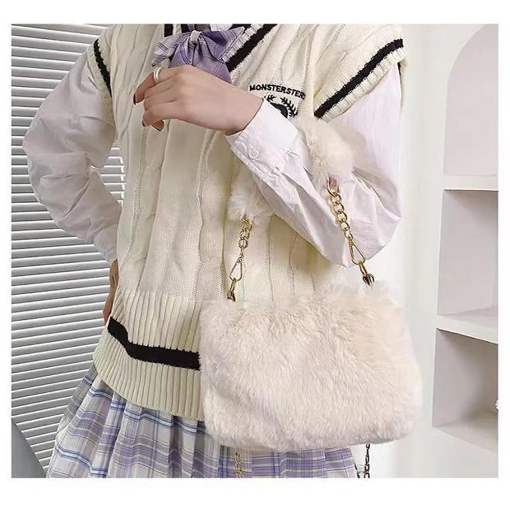 Plush handbag fashion plush crossbody bag square bag